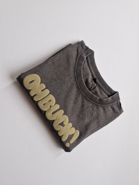 Oh Buck Vintage Wash Tee Beige Text