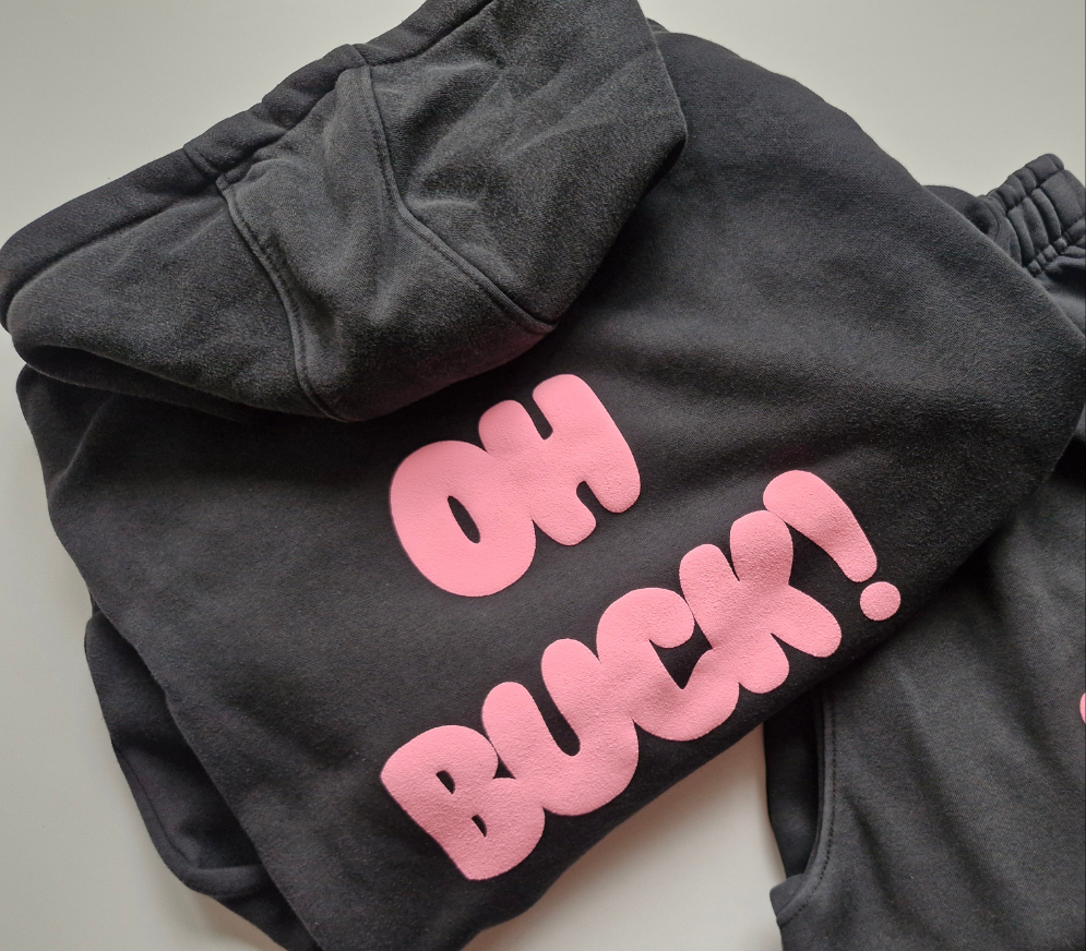Oh Buck hoodie Pink Text
