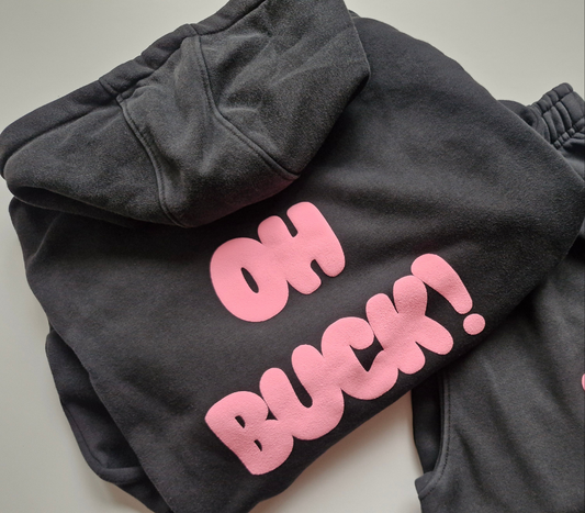 Oh Buck hoodie Pink Text