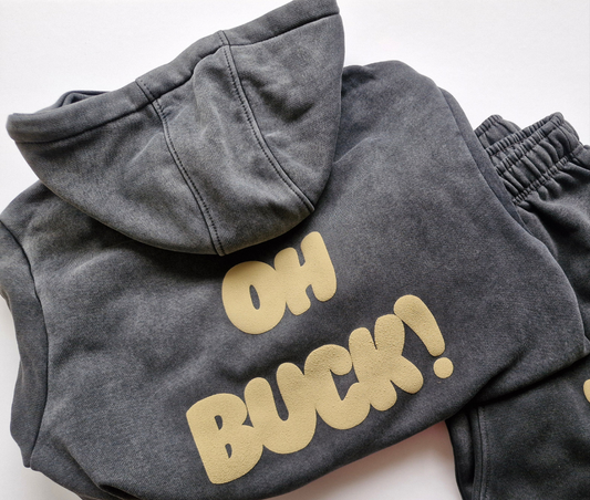 Oh Buck hoodie Beige Text